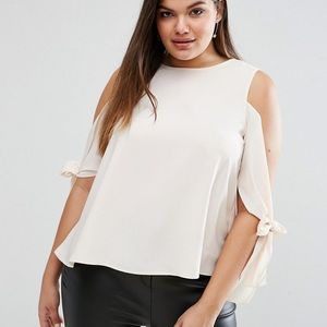 ASOS CURVE cold shoulder tie sleeve shirt size 16